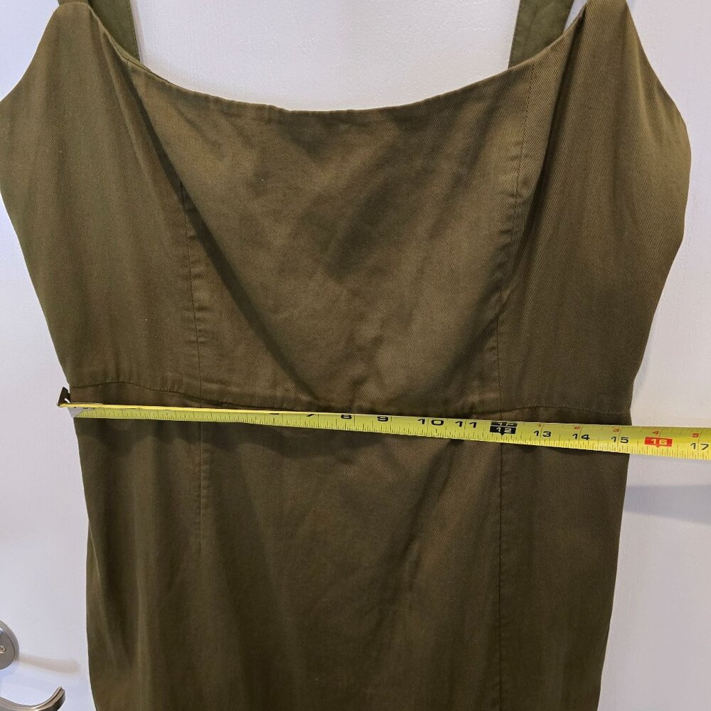 Sachin & Babi Olive Green Laura Dress Size 14 With Ruffled Eyelet Hem Made In In - Picture 15 of 16